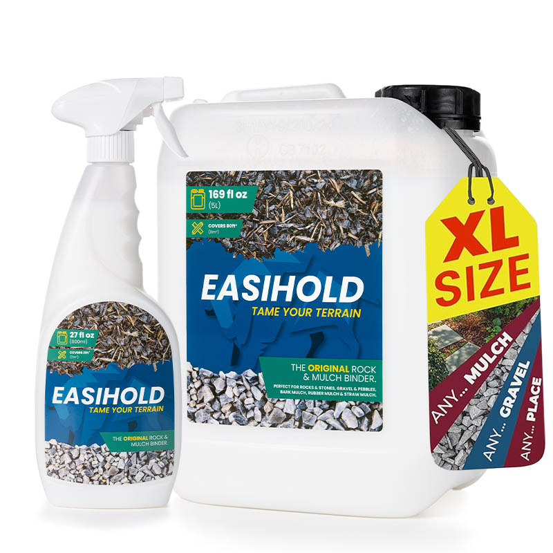 Easihold Stein und Mulchbinder als Spruehflasche und XL Kanister in Blau